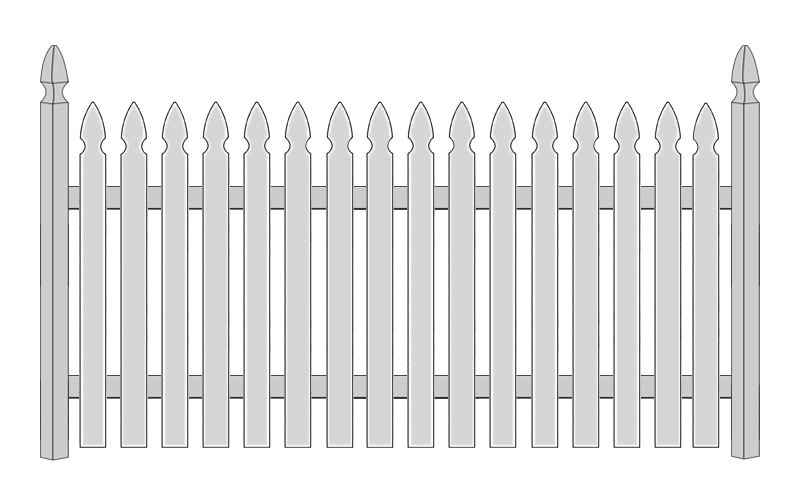 Spaced Picket 1 3/4-SOT-French Gothic 4ft H x 8ft W Cedar Wood