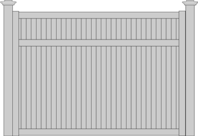 Solid Top Decorative T&G Cedar Fence Section 6ft H x 8ft W White Cedar